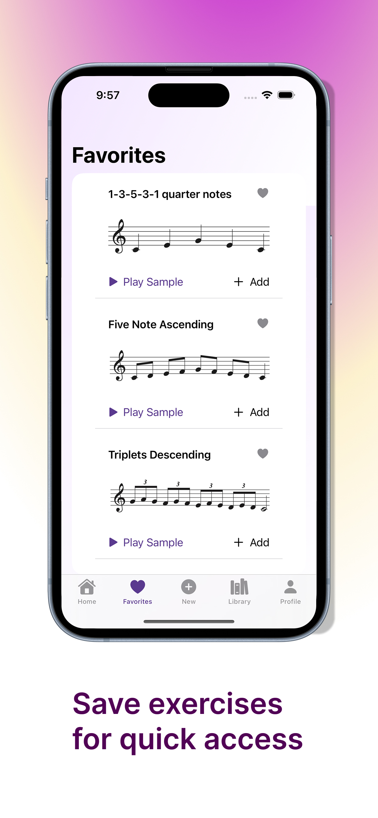Save your favorite exercises for quick access