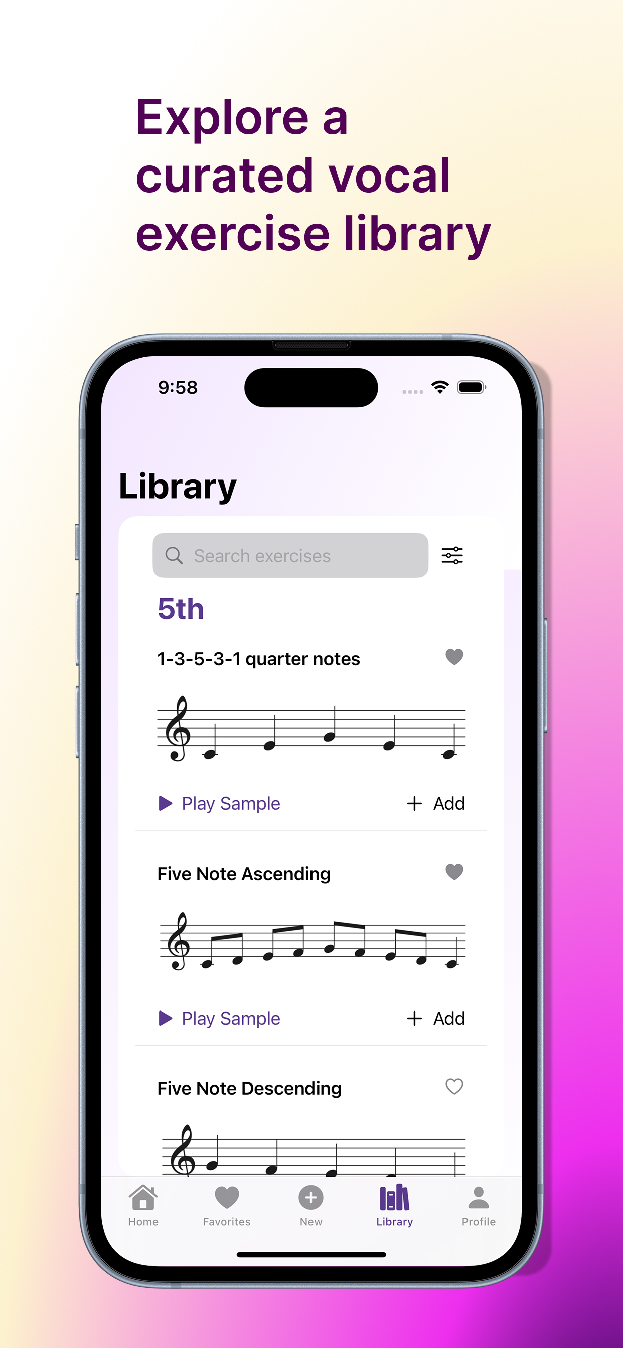Explore a curated vocal exercise library